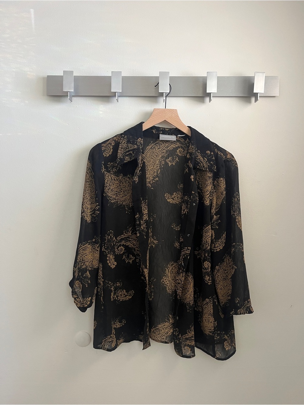 Paisley Sheer Button-Front Blouse